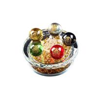 Boule de cristal Five Road God avec cinq éléments perles, or, bois, eau, feu, terre, perles colorées