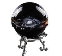 Boule de cristal galaxie 3D gravée - Sphère de quartz de 6 cm pour astrophiles, décoration d'intérieur unique, cadeau d'art cosmique, superbe globe galaxie pour les amateurs d'astronomie