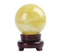 Boule de Cristal Jaune Naturel Citrine Crystal Sphère Ball Crystal Divnation Sphere Feng Shui Crystal Afficher Les Ornements, 6,29 Pouces