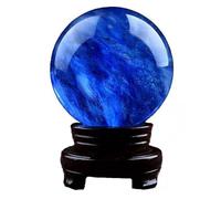 Boule de Cristal Lapis-Lazuli Bleue en Cristal Naturel polie à la Main, décoration de Meubles, Pierre pour éloigner Les Mauvais Esprits, Dessin d'argent, Richesse, Fortune, 14 cm