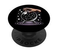 Boule de Cristal Mystique avec Anneaux Violets et Roses PopSockets PopGrip Adhésif