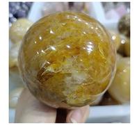 Boule de cristal naturelle en forme de fleur de gomme jaune - Décoration en cristal (taille : 400-450 g)
