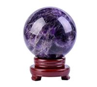 Boule de Cristal Naturelle, Pierre de Lune Orange, Boule de Divination polie, sphère décorative avec Support en Bois, Boule de Cristaux de guérison, Pierre de guérison, 14 cm