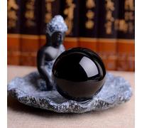 Boule de cristal Obsidienne Ornement porte-bonheur Transfert Bureau Bureau Feng Shui Divination Décoration Maison Ornements, Obsidienne Pierre précieuse 6 cm