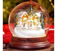 Boule de cristal personnalisée avec bonhomme de neige, ornement de lumière LED, nom de famille, bonhomme de neige, boule de cristal pour la décoration de la maison, bébé, grand-mère, maman, grand-père