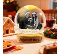 Boule de Cristal Personnalisée avec Photo - Boule à Neige Gravée en 3D - Décoration Maison pour Maman, Papa, Futurs Parents et Amoureux des Animaux (Photos de Noël)