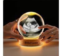 Boule de Cristal Personnalisée avec Photo - Boule à Neige Gravée en 3D - Décoration Maison pour Maman, Papa, Futurs Parents et Amoureux des Animaux (Échographie - Boule de Cristal Photo)
