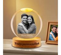 Boule de Cristal Personnalisée avec Photo, Gravule nom/Texte/Date, Objet Décoratif Ultrason, Cadeau Unique pour Anniversaire, Noël, Fiançailles (Boule de Cristal Photo)