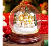 Boule de cristal personnalisée en forme de bonhomme de neige avec 1 à 8 noms de Noël, décoration de table, cadeau pour famille, grand-mère, maman, grand-père (lampe dôme familiale bonhomme de neige,