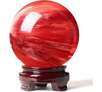 Boule De Cristal Rouge avec Support - Boule D’Obsidienne Rouge - Fonte Naturelle Cristal De Quartz Pierre Précieuse Boule Sphère pour La Méditation Guérison Feng S, Red, 8in(20cm)