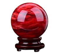 Boule de cristal rouge naturel avec support, sphère de rubis rouge, pierre précieuse de cristal fondante for sphère de divination Feng Shui, cadeau de décoration de la maison, cadeau de 4,7 pouces ( S