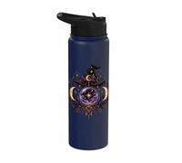 Boule de cristal sorcière croissant de lune magique céleste art gothique Stainless Steel Insulated Water Bottle