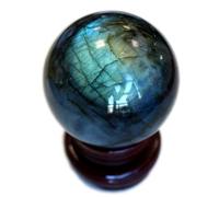 boule de cristal, Sphère de Labradorite naturelle avec support, boule cristal Quartz, spécimen d'ornement guérison for Reiki(Diameter 40mm)