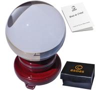 Boule de Cristal Voyance Divinatoire (8cm) avec Support en Bois, Idéale Cristallomancie, Divination et Medium [Garantie à Vie] + Guide PDF Offert