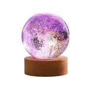 Boule de de Saturne 3D - Lampe en verre avec base en bois, décoration fantaisie LED Galaxy Planet | Veilleuse cosmique pour et adultes, chambre à coucher, bureau, étagère, table de