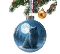 Boule de décoration pour sapin de Noël en forme de chat - Pendentif pour sapin de Noël | Pour vacances, hiver, intérieur, salon, voiture, rétroviseur, fenêtre, mur, école, bureau
