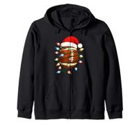 Boule de Football de Noël avec lumières de Noël, Chapeau de Père Noël, Hommes, garçons, Enfants Sweat à Capuche