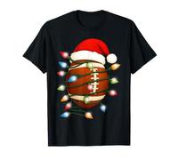 Boule de Football de Noël avec lumières de Noël, Chapeau de Père Noël, Hommes, garçons, Enfants T-Shirt