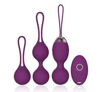 Boule de Geisha - Exercices de Kegel en Silicone Médicale pour Exercices de Plancher Pelvien Ensemble de 3 - Boules de geishas en Télécommande pour Exercices de Plancher Pelvien (Violet)