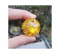 Boule de glace en cristal craquelée, 9 couleurs, 30mm, sphère de verre, décoration de la maison(Gold)