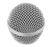 Boule de grille de microphone compatible avec Shure Beta 58a avec maille en acier et mousse intérieure pour réduire le bruit, installation facile par vis (argent)