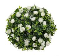 Boule de jardin topiaire artificielle à suspendre, fleur décorative en plastique pour intérieur ou extérieur, fête de mariage, décoration paysagère 20 cm 25 cm (E 25 cm)