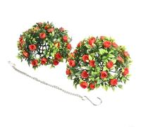 Boule de jardin topiaire artificielle à suspendre, fleur décorative en plastique pour intérieur ou extérieur, fête de mariage, décoration d'aménagement paysager 20 cm 25 cm (A 20 cm)