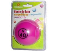 Boule de loto magntique numerotee fushia avec 100 pions magnetiques multicolore G