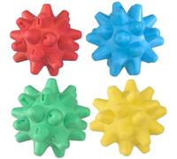 Boule de massage à pointes 4 pièces, boule de libération myofasciale en silicone 3 pouces 4 couleurs, massage des pieds portable multi-usage pour les épaules, le cou, la taille, le dos, les jam.