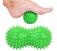 Boule de massage à pointes d'arachide en PVC, boule de massage du dos et des pieds de 5,5 pouces d'arachide à pointes douces, outil musculaire pour les douleurs musculaires, les (Verte)