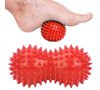 Boule de massage à pointes d'arachide en PVC, boule de massage du dos et des pieds de 5,5 pouces d'arachide à pointes douces, outil musculaire pour les douleurs musculaires, les (rouge)