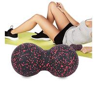 Boule de massage aux arachides, double mousse EPP, rouleau de massage des tissus profonds, boule de mobilité, rouleau aux arachides, outil de libération du Psoas pour la (Red and Black)
