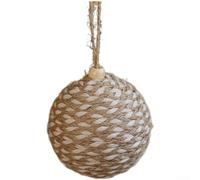 Boule de mousse à suspendre de 8 cm enveloppée de ficelle de lin pour sapin de Noël - Décoration festive rustique (C)