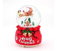 Boule de Neige de Noël Musicale Père Noël Elk Boule de Cristal Rouges Boule à Neige avec Lumières LED Changeantes Plays 8 Chansons Figurines de Noël Décorations pour Chambre à Coucher
