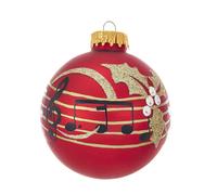 Boule de No l en verre rouge avec notes de musique Kurt S Adler gg0912 80 mm, lot de 6