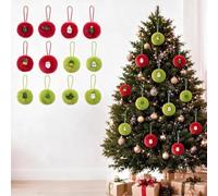 Boule de Noël 12 Pièces, Pompons en Fourrure Synthétique Rouge et Vert 6cm, Décoration Noël DIY Anti-Chute, Décorations de Sapin pour Fête Elfes, Guirlande Couronne Calendrier Avent