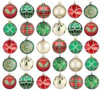 Boule de Noël,30pcs 60 mm Décoration Sapin de Noël Arbre pour Décoration de Noël,10 Styles Boules en Incassable pour d'arbre de Noel