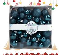 Boule de Noël - 44 pièces à paillettes - Décoration d'arbre de Noël - Décoration pour table d'extérieur - Chemin de jardin - Cheminée - Escalier - Balustrade - Guirlande de fenêtre - Décoration de