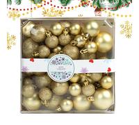 Boule de Noël - 44 pièces à paillettes - Décoration de Noël pour l'extérieur - Décoration de table - Chemin de jardin, cheminée, rampe d'escalier, fenêtre - Guirlande