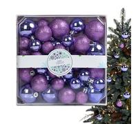 Boule de Noël - 44 pièces à paillettes - Décoration de Noël pour l'extérieur - Décoration de table - Chemin de jardin, cheminée, rampe d'escalier, fenêtre - Guirlande