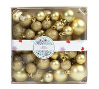 Boule de Noël,44 Pièces de Pendentifs Scintillants pour Décoration de Sapin | Ornement de Boule pour Arbre de Noël pour Extérieur Table Chemin Jardin Cheminée Balustrade Fenêtre Guirlande
