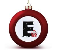 Boule de Noël à suspendre - Souvenir rouge - Père Noël, nain de Noël - Lettre initiale E - Décoration pour sapin de Noël, Nouvel An, cadeau d'anniversaire pour amis