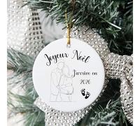 Boule de Noël Annonce Grossesse personnalisée | Joyeux Noël j’Arrive en 2026 | Cadeau Futur Parent, céramique, boîte Cadeau Offerte