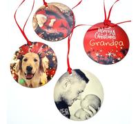 Boule de Noël avec photo personnalisée, décoration de sapin imprimée double face, décorations de Noël uniques, souvenir de première boule de Noël et cadeau personnalisé spécial pour la famille et les