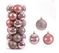 Boule de Noel Boules de noël 3/4/6CM, 24 pièces, Grande Boule, Pendentif d'arbre, Ornements for décoration fête, Accessoire Cadeaux du Nouvel an(4CM,Rose Gold)