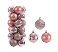 Boule de Noel Boules de noël 3/4/6CM, 24 pièces, Grande Boule, Pendentif d'arbre, Ornements for décoration fête, Accessoire Cadeaux du Nouvel an(4CM,Rose Gold)