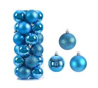 Boule de Noel Boules de noël 3/4/6CM, 24 pièces, Grande Boule, Pendentif d'arbre, Ornements for fête du Nouvel an, Accessoire Cadeaux décoration(6CM,Blue)