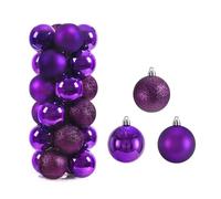 Boule de Noel Boules de noël 3/4/6CM, 24 pièces, Grande Boule, Pendentif d'arbre, Ornements for fête du Nouvel an, Accessoire Cadeaux décoration(3CM,Purple)