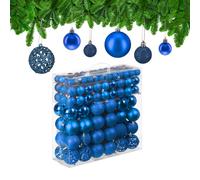 Relaxdays 150x Boules de Noël, Paillettes, Mates, Brillantes, déco Sapin, Plastique, diamètre 3, 4 et 6 cm, Bleues