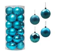 Boule de Noel Décor de fête noël 24 pièces, Boule, réception Nuptiale for décoration d'arbre, décor Suspendu Rose Rouge Argent Bleu(Lake Blue)